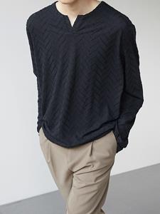 INCERUN Mens V-neck Mercerized Cotton Long-sleeved T-shirts