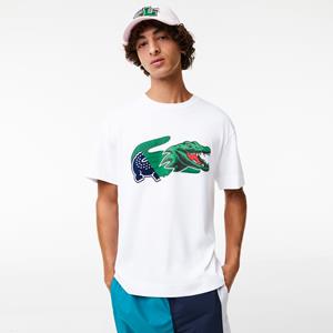 Lacoste Herren Krokodil-T-Shirt mit weitem Schnitt - Weiß 