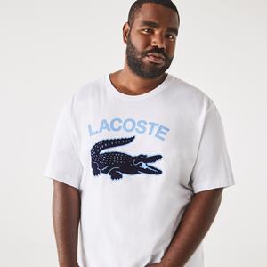 Lacoste Herren  T-Shirt aus Baumwoll-Jersey mit Krokodilprint – Übergröße - Weiß 