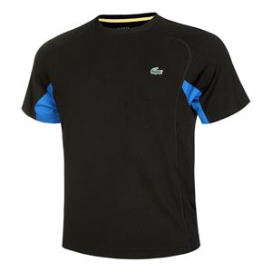 Lacoste Herren  Sport Tennis-T-Shirt aus ultra-Dry Piqué mit Colourblock - Schwarz / Blau / Schwarz 