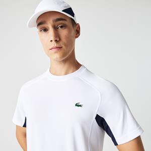 Lacoste Herren  Sport Tennis-T-Shirt aus ultra-Dry Piqué mit Colourblock - Weiß / Navy Blau / Weiß 