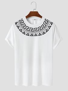 ChArmkpR Mens Geometric Tribal Stitching Short Sleeve Soft T-Shirts