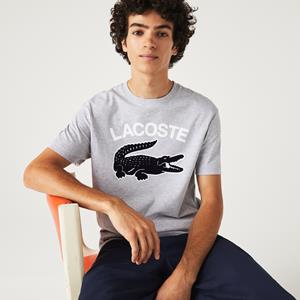 Lacoste Herren  T-Shirt mit XL-Krokodilaufdruck - Heidekraut Grau 