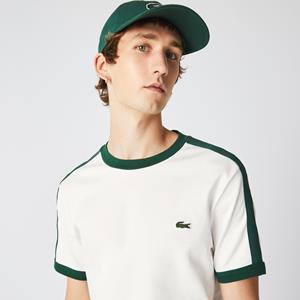 Lacoste Herren  T-Shirt mit Kontrast-Kragen - Weiß 