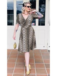 Rockabilly Clothing Matilda Swing-Kleid im Leoparden-Look