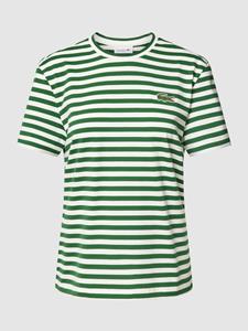 Lacoste Damen  T-Shirt aus gestreiftem Baumwolljersey - Grün / Weiß 