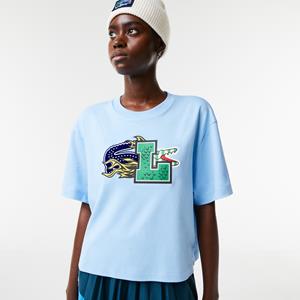 Lacoste Damen T-Shirt aus Bio-Baumwolle im weiten Schnitt - Blau 