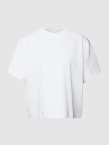 Lacoste Damen T-Shirt aus doppellagigem Piqué mit Krokodil-Aufnäher - Weiß 