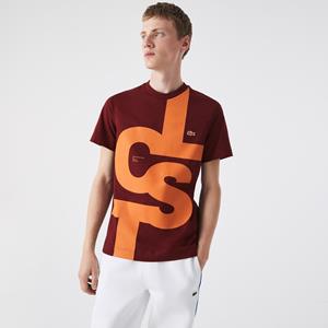 Lacoste Herren T-Shirt mit Kontrast-Schriftzug - Burgunder 