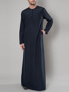 INCERUN Mens Ethnic Saudi Arabian Thobe Zipper Long Sleeve Kaftan T-Shirt