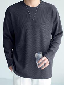 INCERUN Mens Japan Solid Long Sleeve Slit T-shirt