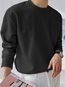INCERUN Mens Casual Solid Color Long-sleeved T-Shirts