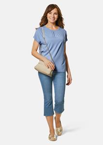 Goldner Fashion Comfortabel shirt met ronde hals van glanzend materiaal - regattablauw 