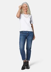 Goldner Fashion Vrouwelijk shirt met korte mouwen en kanten inzet - wit 