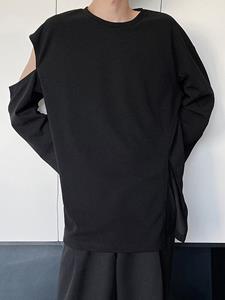 INCERUN Men's Shoulder Cut Out Long Sleeve T-Shirt