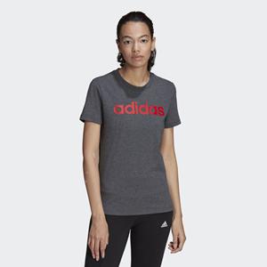 Damen Kurzarm-t-shirt Adidas Loungewear Essentials Logo Dunkelgrau