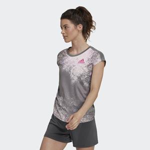 Damen Kurzarm-t-shirt Adidas Dunkelgrau