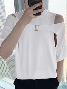 INCERUN Mens Cutout Cold Shoulder Leisure T-Shirt