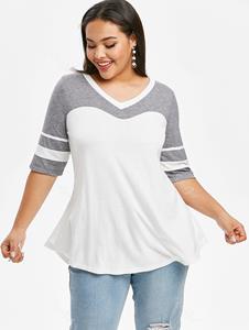 Rosegal Plus Size Two Tone V Neck Tee