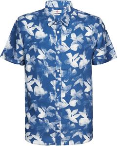 Petrol Short Sleeve Shirt Blumenmuster Blau