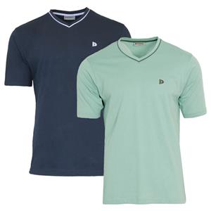 Donnay Donnay Heren - 2-Pack - T-Shirt Jason - Donkerblauw & Saliegroen