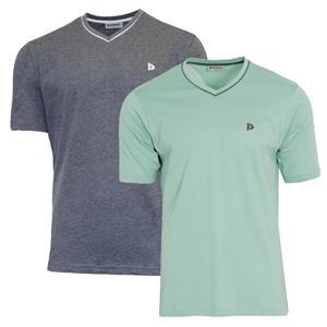 Donnay Donnay Heren - 2-Pack - T-Shirt Jason - Donkergrijs & Saliegroen