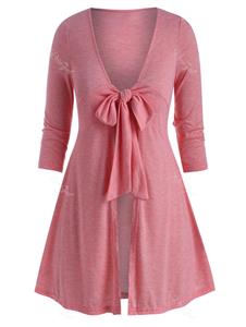 Rosegal Plus Size Plunge Front Tie Long Tunic Tee