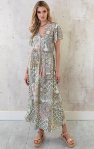 The Musthaves Maxi Print Jurk Army