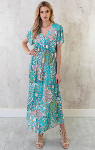 The Musthaves Maxi Print Jurk Turquoise