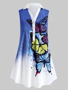 Rosegal Plus Size Sleeveless Butterfly Print Graphic Blouse