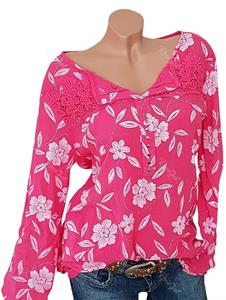 Rosegal Plus Size Lace Insert Studded Floral Blouse