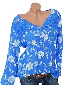 Rosegal Plus Size Lace Insert Studded Floral Blouse
