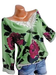 Rosegal Plus Size Lace Crochet Floral Print Blouse