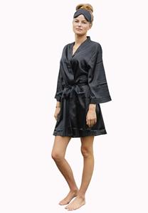 Satin-Luxury Kimono dames zwart - satijn - 
