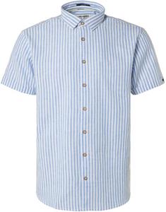 No Excess Short Sleeve Hemd Leinen Streifen Blau