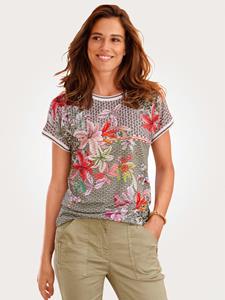 Shirt aus effektvollem Jacquard MONA Grün/Khaki/Koralle