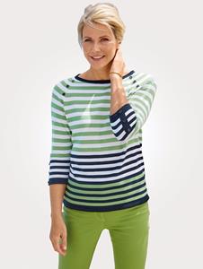 Pullover im mehrfarbigem Ringeldessin MONA Grün/Marineblau/Weiß