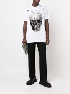 Philipp Plein T-shirt met doodskopprint - Wit