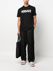 Versace T-shirt met logo-applicatie - Zwart