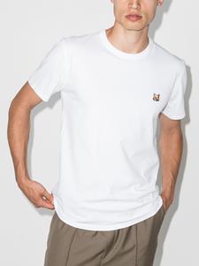 Maison Kitsuné T-shirt met vossenpatch - Wit