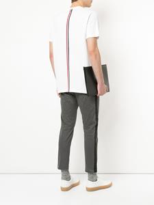 Thom Browne Center-Back Stripe Relaxed Fit Short Sleeve Pique Tee - Wit