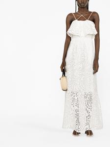 Self-Portrait Broderie anglaise maxi-jurk - Wit