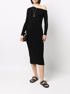 PAULA Asymmetrische kasjmier jurk - Zwart