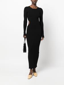 AERON Ribgebreide midi-jurk - Zwart