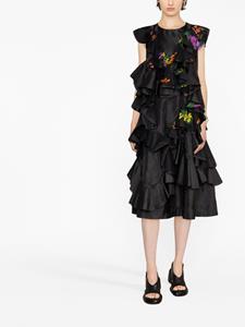 Comme Des Garçons Comme Des Garçons Maxi-jurk met geborduurde bloemen - Zwart