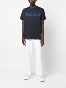 Alexander McQueen T-shirt met logoprint - Blauw