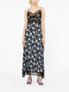 MSGM rose-print slip maxi dress - Zwart