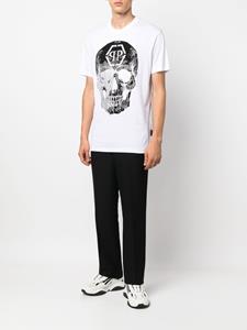 Philipp Plein T-shirt met doodskopprint - Wit