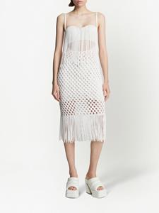 Proenza Schouler lacquered fringe-detail knitted dress - Wit