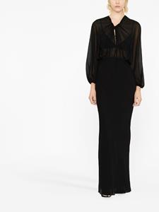Saint Laurent Maxi-jurk met doorzichtig vlak - Zwart